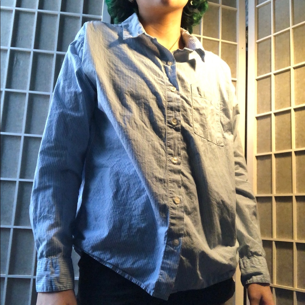 Blue striped button up
